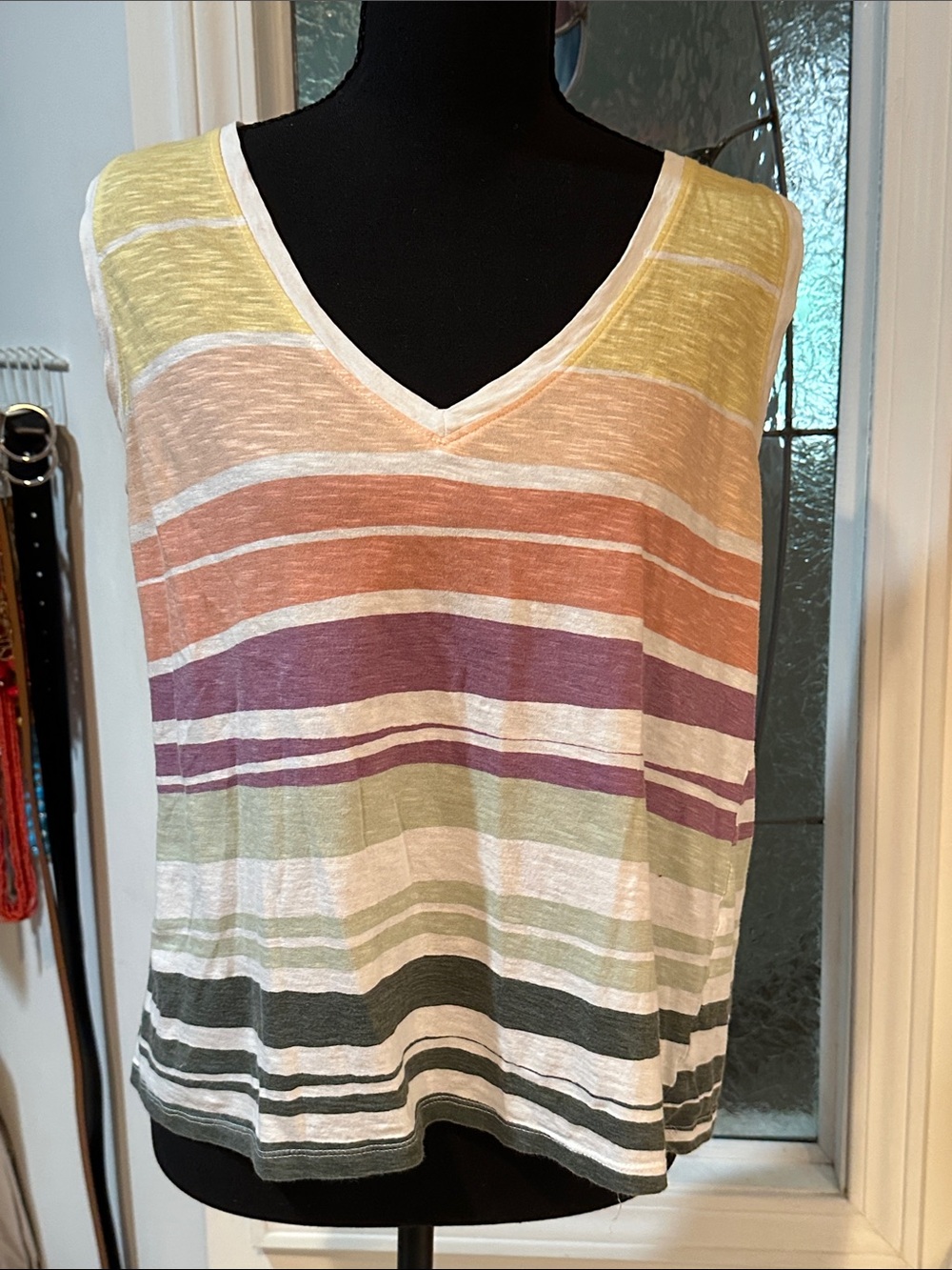 LOFT Pastel Multi-Striped V-Neck Tank